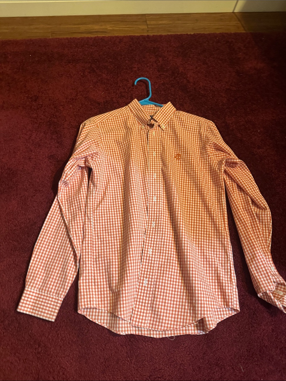 Brooks Brothers Orange and White Gingham Button-Down Shirt
